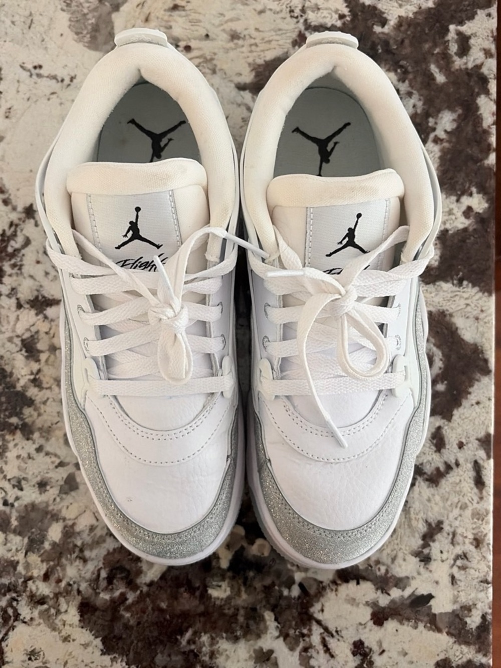 Jordan White Low Top Sneakers with Silver Details
